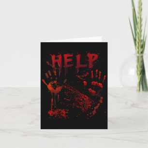 Roligt Help Bloody Handprint Halloween Costume Mat Kort