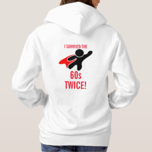 Roligt Hero Black, White Red "Överlevt 60:e gången T Shirt