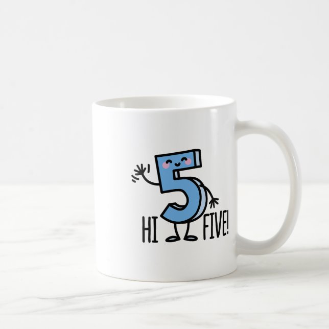 Roligt Hi Five! Hög Hand Hej Våg Nummer 5 Barn  Kaffemugg (Höger)