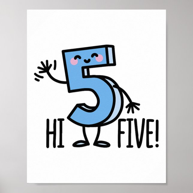 Roligt Hi Five! Hög Hand Hej Våg Nummer 5 Barn  Poster (Framsidan)