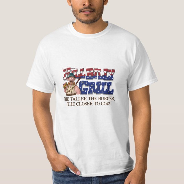 Roligt HillBilly Grill Danmark T-Shirt! T Shirt (Framsida)