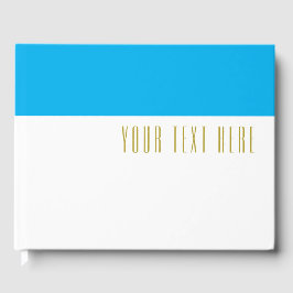 Roligt Himlar Blue Top Färg Blockera på vit text Gästböcker