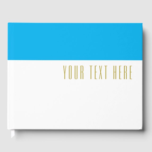 Roligt Himlar Blue Top Färg Blockera på vit text Gästböcker (Framsida)