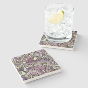 Roligt Hip Lila Violet Black Mosaic Art Mönster Stenunderlägg