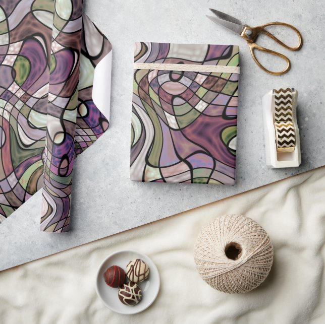 Roligt Hip Lila Violet Black Mosaic Pop Art Presentpapper (Hantverk)