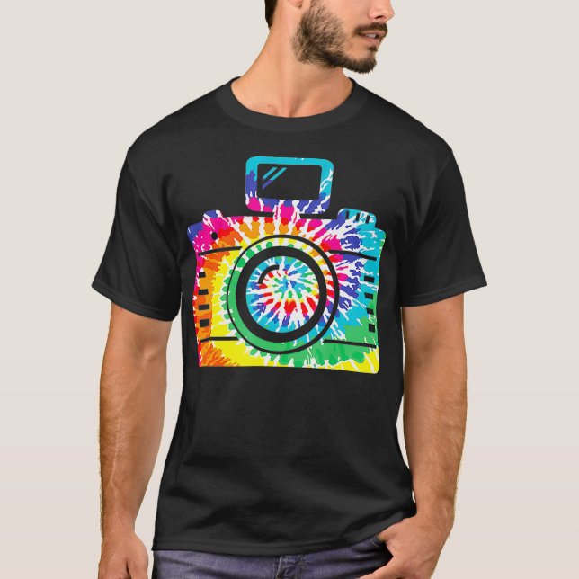 Roligt Hippie Rainbow Retro Camera Tie Dye Photogr T Shirt (Framsida)