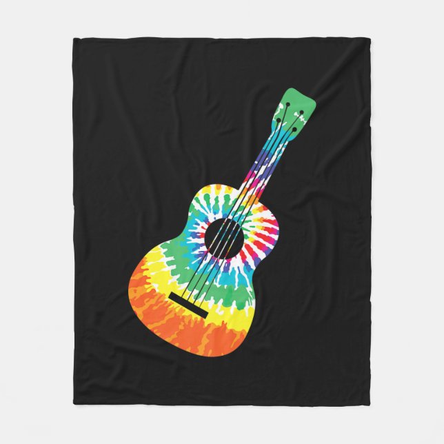 Roligt Hippie Rainbow Tie Dye Acoustic Guitar Prem Fleecefilt (Framsidan)