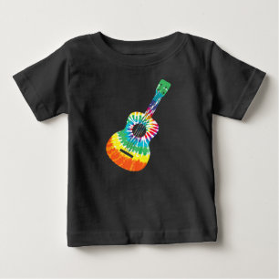 Roligt Hippie Rainbow Tie Dye Acoustic Guitar Prem T Shirt