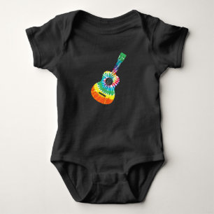 Roligt Hippie Rainbow Tie Dye Acoustic Guitar Prem T Shirt