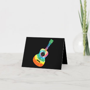 Roligt Hippie Rainbow Tie Dye Acoustic Guitar Prem Tack Kort