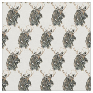 Roligt Hipster Coola Moose med Tunes Bird Art Tyg