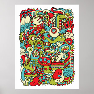 Roligt Hipster Doodle Poster
