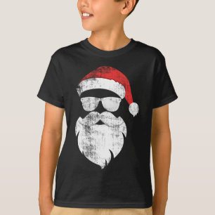 Roligt Hipster Santa Ansikte med hat Beard och gla T Shirt