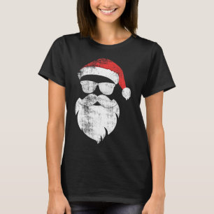 Roligt Hipster Santa Ansikte med hat Beard och gla T Shirt