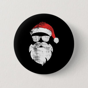 Roligt Hipster Santa Ansikte med havskägg och gelé Knapp