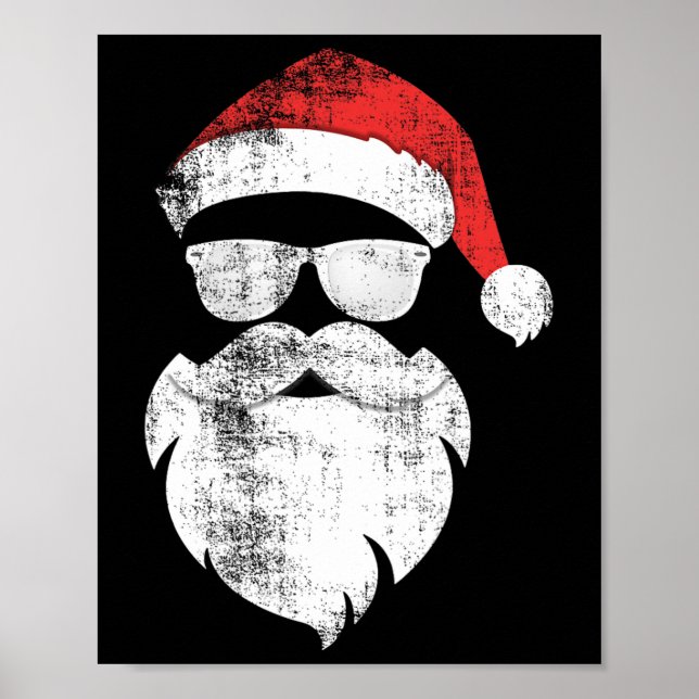 Roligt Hipster Santa Ansikte med havskägg och gelé Poster (Framsidan)
