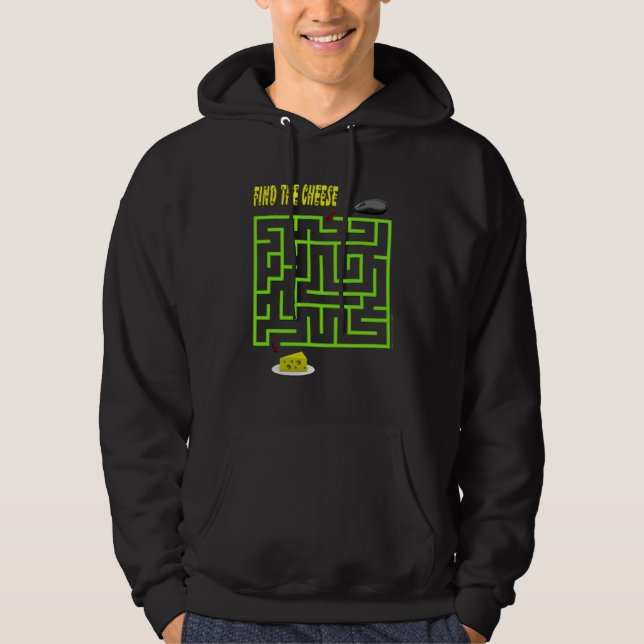 Roligt Hitta ostmusslan Maze Puzzle Shirts Sweatshirt Med Luva (Framsida)