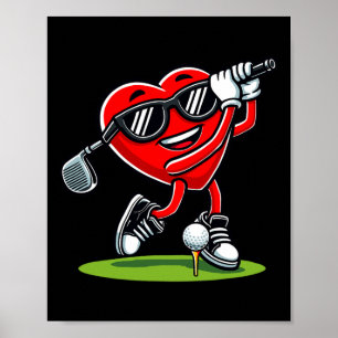 Roligt hjärta golf barn pojkar Alla hjärtans dag g Poster