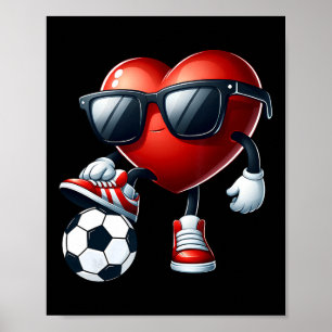Roligt hjärta som spelar fotboll Alla hjärtans dag Poster
