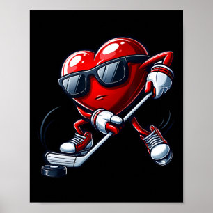 Roligt hjärta som spelar hockey Alla hjärtans dag Poster