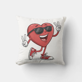 Roligt Hjärtat Tecknad med solglasögon funna Kudde