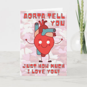Roligt hjärtvalentinskort med anatomi kort