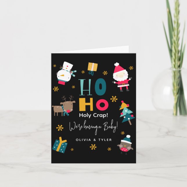 Roligt Ho Ho Heliga Kram Vi Får Ett Barn  Kort (Framsida)