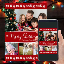 Roligt Ho Ho Ho Jultext fyra foto Julkort