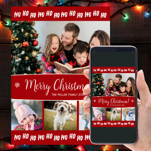 Roligt Ho Ho Ho Jultext fyra foto Julkort