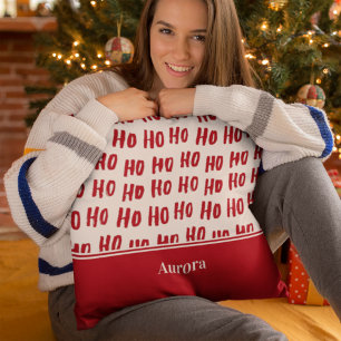 Roligt Ho Ho Ho Text Red Helgdag jul Kudde