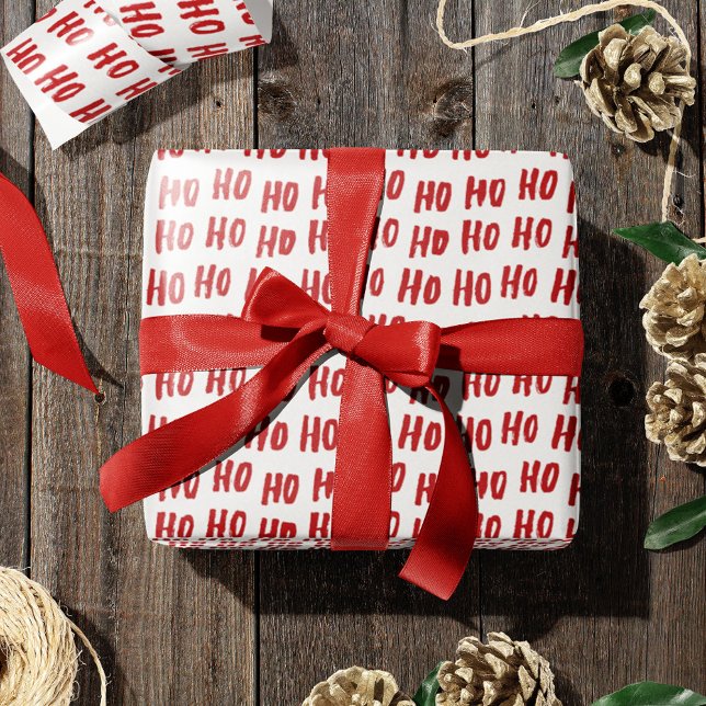 Roligt Ho Ho Ho Text Red Helgdag jul Presentpapper (Skapare uppladdad)