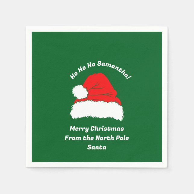 Roligt Ho ho ho Tomtehatt God Jul Pappersservett (Framsidan)
