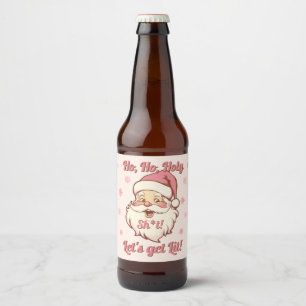 Roligt Ho Ho Retro Tomte Julfest Ölflaska Etikett