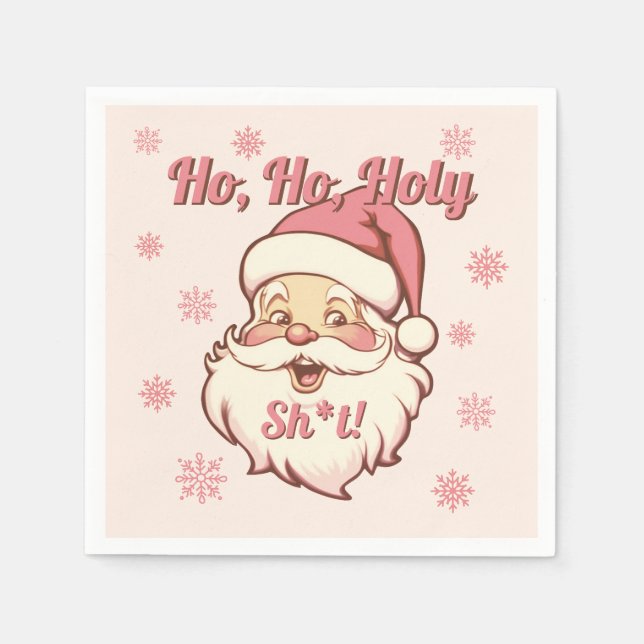 Roligt Ho Ho Retro Tomte Julfest Pappersservett (Framsidan)