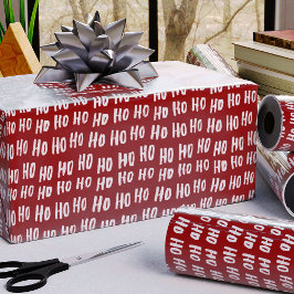 Roligt Ho Ho Text Red Helgdag jul v2 Presentpapper