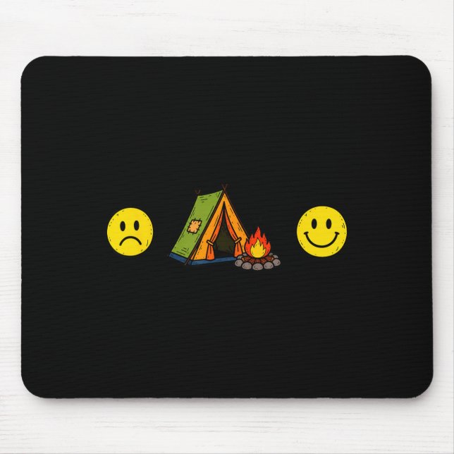 Roligt hobby ledsen face + camping = glad face hum musmatta (Framsidan)