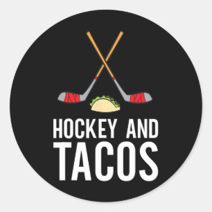 Roligt Hockey Älskare Hockey och Tacos Ice Hockey Runt Klistermärke