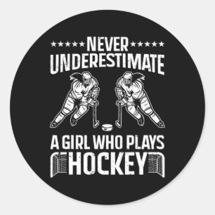 Roligt Hockey Art for Girls Women Fält Hockey Play Runt Klistermärke