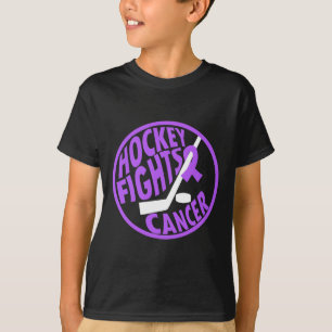 Roligt Hockey Bekämppar Cancer Lila Band Present T Shirt