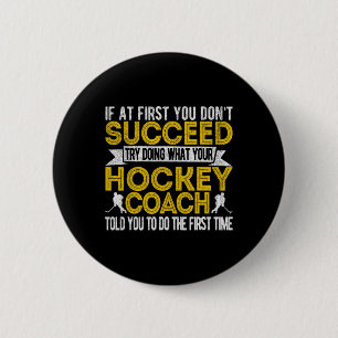 Roligt Hockey Coach Ice Hockey Team Coach Retro Knapp