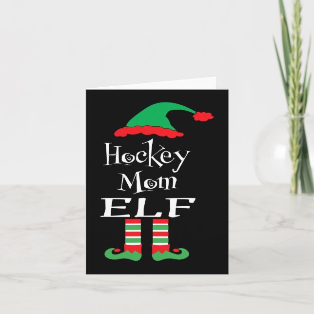 Roligt Hockey Mamma Elf Julafton Familj Match Wome Kort (Framsida)