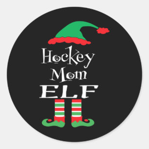 Roligt Hockey Mamma Elf Julafton Familj Match Wome Runt Klistermärke