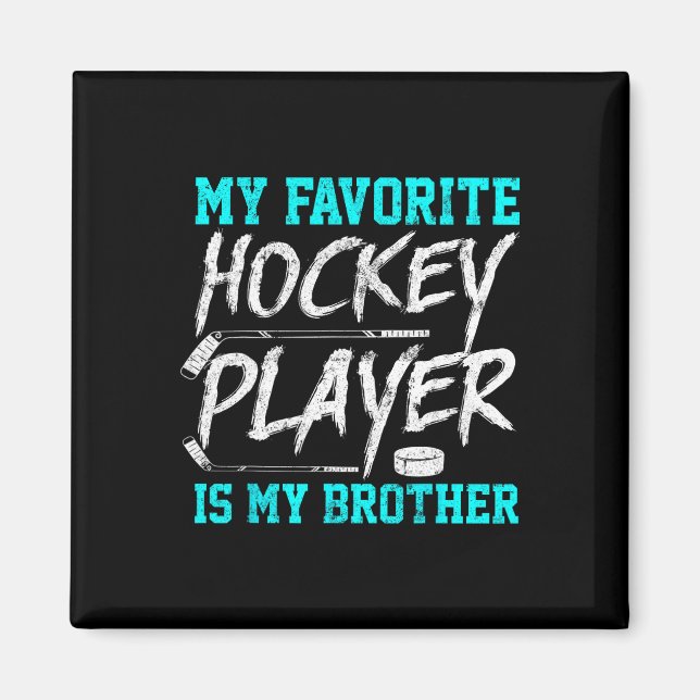 Roligt Hockey Tee Brother Novelty Gift Syskon Magnet (Framsidan)