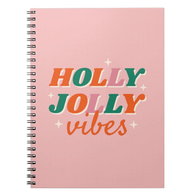 Roligt Holly Jolly Vibes juldesign Anteckningsbok (Framsidan)