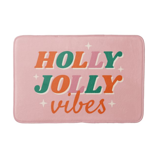 Roligt Holly Jolly Vibes juldesign Badrumsmatta (Framsidan)