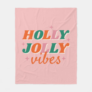 Roligt Holly Jolly Vibes juldesign Fleecefilt