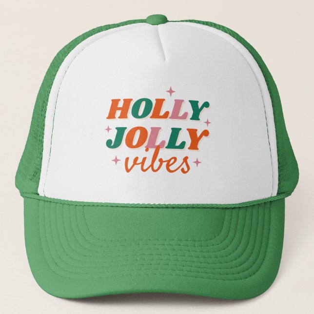 Roligt Holly Jolly Vibes juldesign Keps (Framsida)