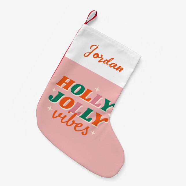 Roligt Holly Jolly Vibes juldesign Liten Julstrumpa (Framsidan (Hängande))