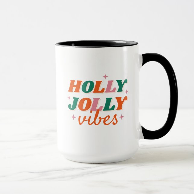 Roligt Holly Jolly Vibes juldesign Mugg (Höger)