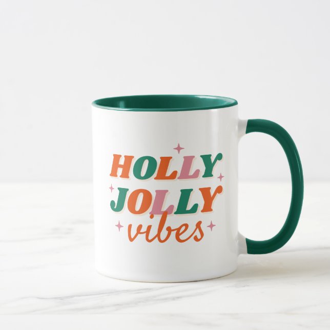 Roligt Holly Jolly Vibes juldesign Mugg (Höger)
